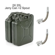 2pcs 20L Jerry Can Fuel Diesel Petrol Oil Storage Tanks + 2pcs flexible Spout