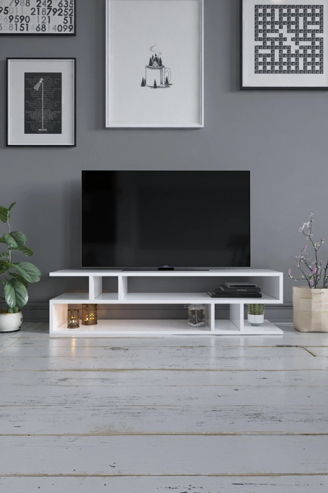 现代矩形层压硬木电视支架和媒体控制台 Stava — 第 3/4 张图片