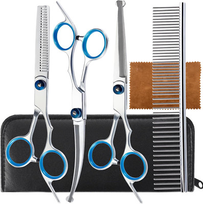 5 in 1 Dog Grooming Scissors Set, Stainless Steel Thinning Shears for Pets