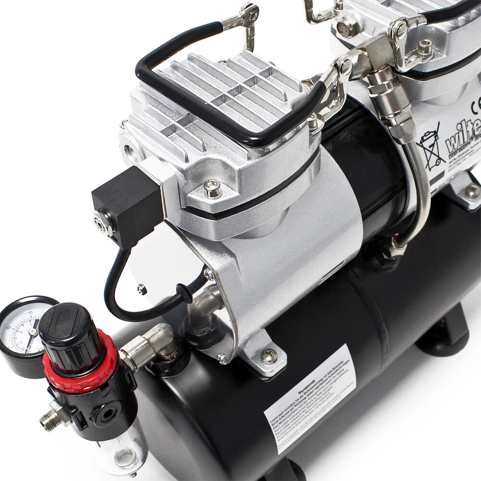 Airbrush Kompressor AS196 Lufttank 2 Zylinder Kolben 6 bar Abschaltautomatik - Bild 4 von 4