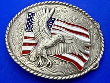United States American Flag Patriotic Bald Eagle Commemorative IVAN Belt Buckle