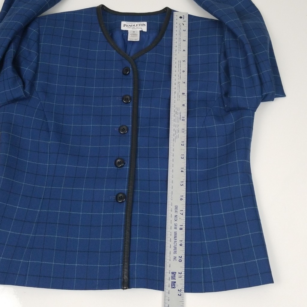 Pendleton Wool Blazer Jacket Blue Plaid Window Pa… - image 7