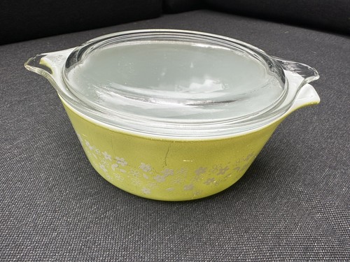 Vintage Pyrex Green Spring Blossom Baking Dish & Lid 750ml 472-B Crazy Daisy - Picture 6 of 17