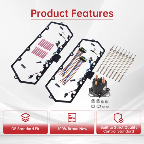 Arnés de juntas de cubierta de válvula + 8 bujías incandescentes + relé para Ford 98-03 7,3 L diésel EE. UU. - Imagen 3 de 18