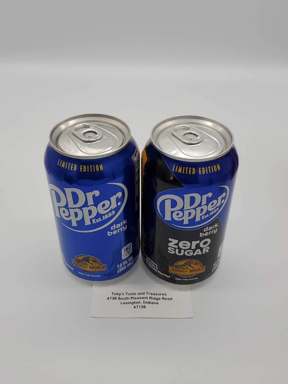 2022 FULL Dr Pepper DARK BERRY & ZERO SUGAR Cans Jurassic World
