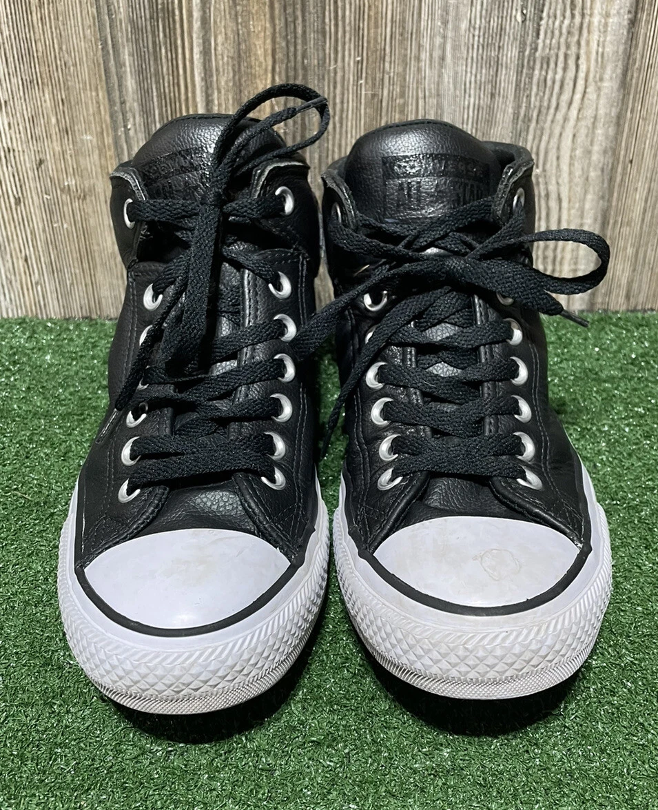 Leather chuck taylors high deals top