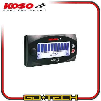 Indicateur Niveau Carburant Moto KOSO KOSO Mini Universel Noir, LCD - Photo 1/4