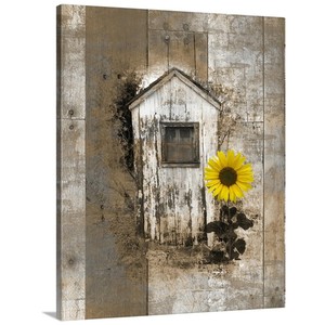Farmhouse Vintage Outhouse Sunflower Bathroom Canvas Home Decor Wall Art Picture Ebay