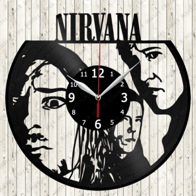 Nirvana Vinyl Record Wall Clock Decor Handmade 6575