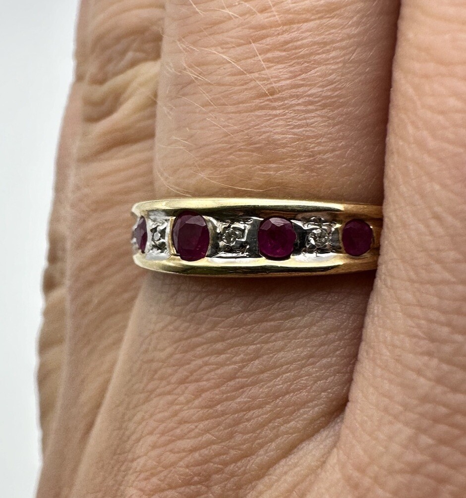 9ct Gold Ruby Diamond Ring 9K Gold Ruby Diamond E… - image 11