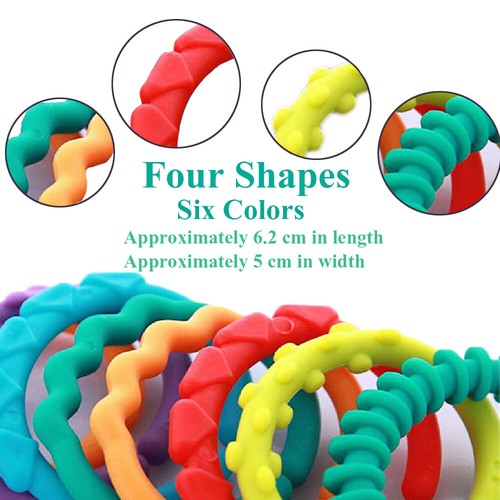 24Pcs Regenbogen Beißring Links Kunststoff Baby Kinderwagen Spielen Spielzeug - Bild 2 von 12