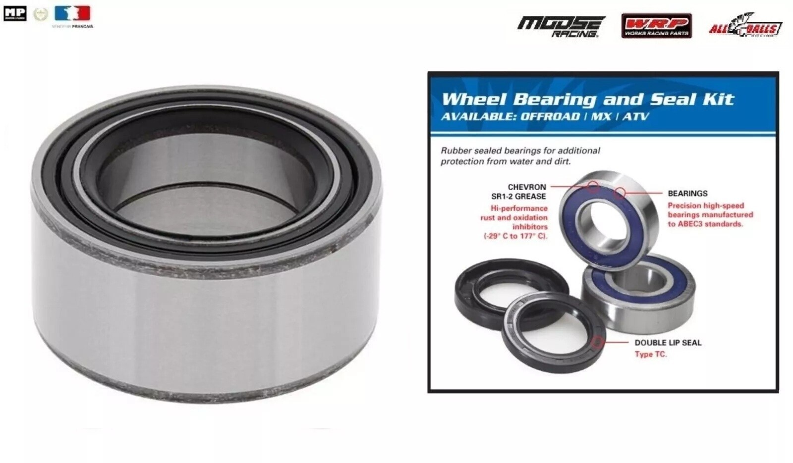 Roulement avant 25-1628 contre le jeu de roue Polaris RZR 900
