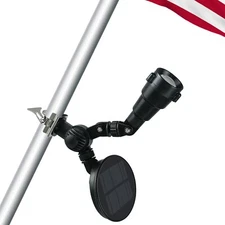 Upgraded 2200 mAh Solar Flag Pole Light Flagpole Spot Light Solar Powered
