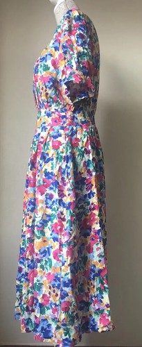 Vintage M&S Bright Floral Tea Dress UK 18 - Picture 3 of 24