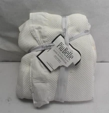 Piu Belle Fine Linens King Coverlet Blanket White 100% Cotton 104 x 94" READ