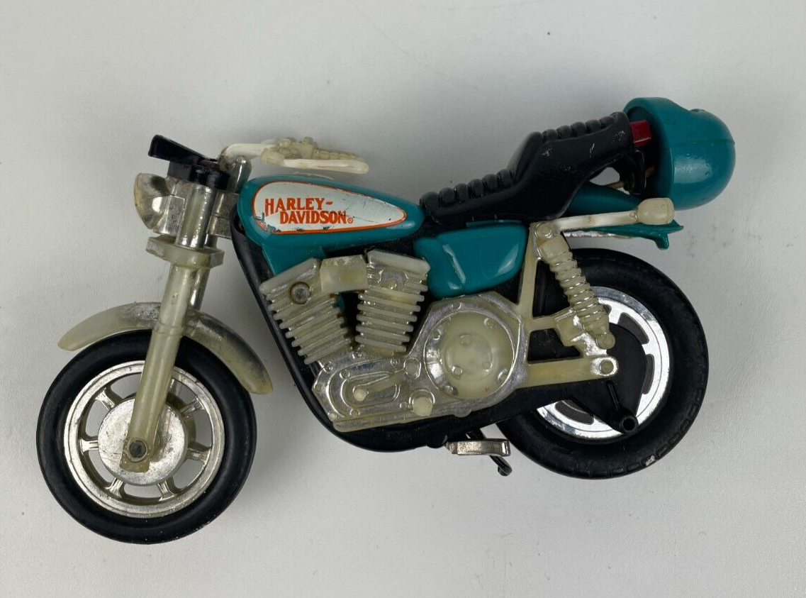 Harley Davidson Motorcycle Vintage 1981 BLUE Pull String 80s Toy