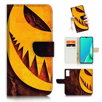 ( For Oppo Reno 8 Pro 5G ) Wallet Flip Case Cover AJ23904 Halloween Pumpkin