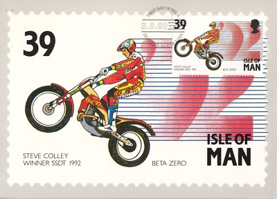Steve Colley Rymec Beta Zero Trial Bike Steve Colley Winner 1992 Isle Of Man Maxi FDC Card ...