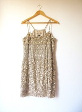 Gold Sequin Strappy Dress Size L ,USA 8 Mango Cocktail Dress