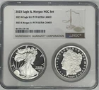 2023 ASE Proof Eagle & Morgan Silver $1 Dollar NGC Set PR 70 Ultra Cameo