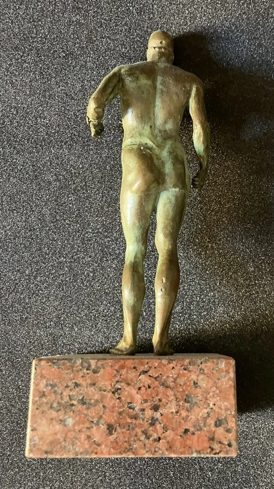 riproduzione statue bronzi di Riace h 24 cm su base marmo cm 9x9 elegante scatol - Immagine 4 di 4