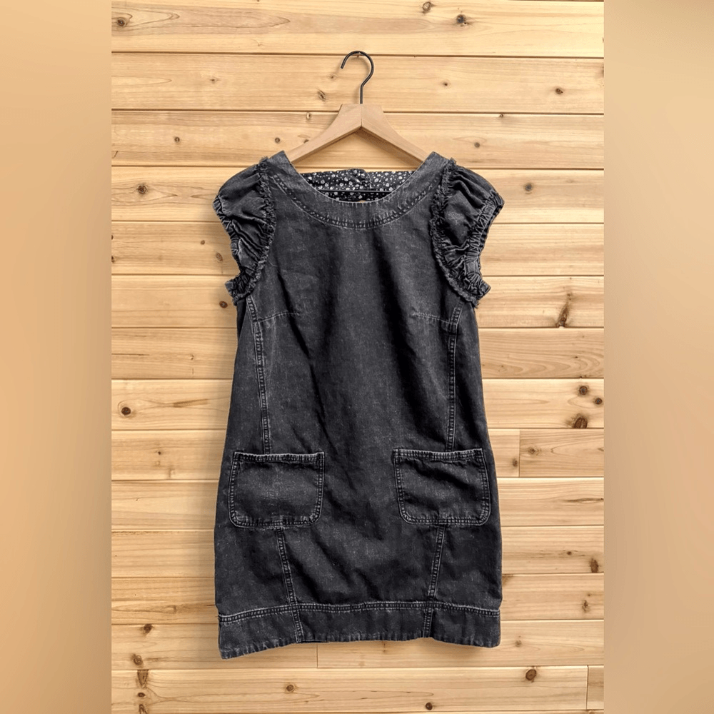 Pilcro Anthropologie Size 2 Ruffle Shoulder Open Back Utility Mini Dress