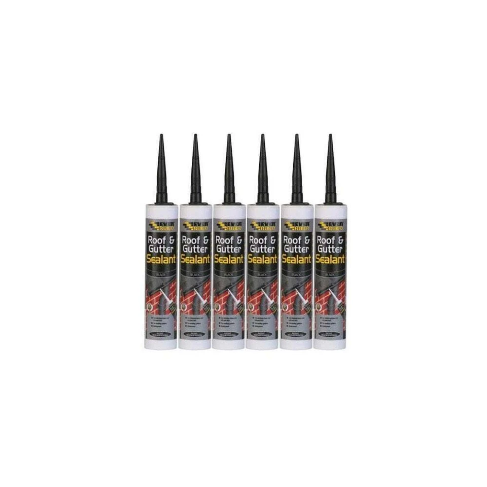 6 x Sika Everbuild Roof & Gutter Waterproof Adhesive Sealant Black -Felt Bitumen