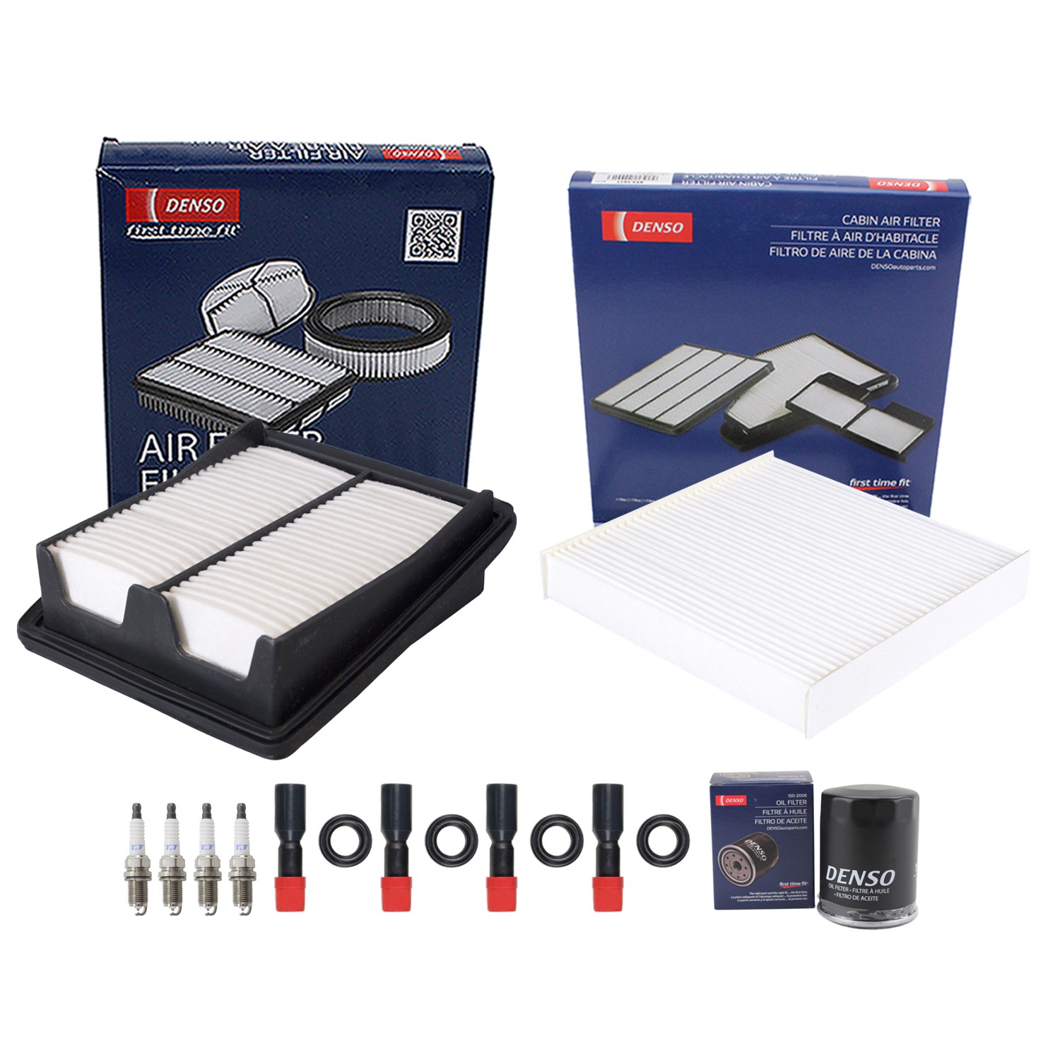 Denso Tune Up Kit 4 Spark Plug  Boots Kit for Honda Fit 1.5L L4 Hatchback 07-08