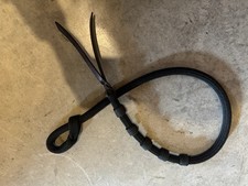 Horse Equine Romal Rein Heavy Duty Black Nylon With Leather Popper