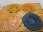Lot of 4 Federal  Amber,Pink, Blue Indiana Depression Glass Saucers Plates