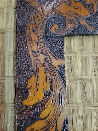 Marco de fotos de arte popular flamenco pirografía dragones de colección leña LEER - Imagen 24 de 24