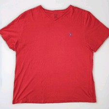 Polo Ralph Lauren Men's XL Red V-Neck Pony Logo Tee Shirt 100 Cotton RN 41381
