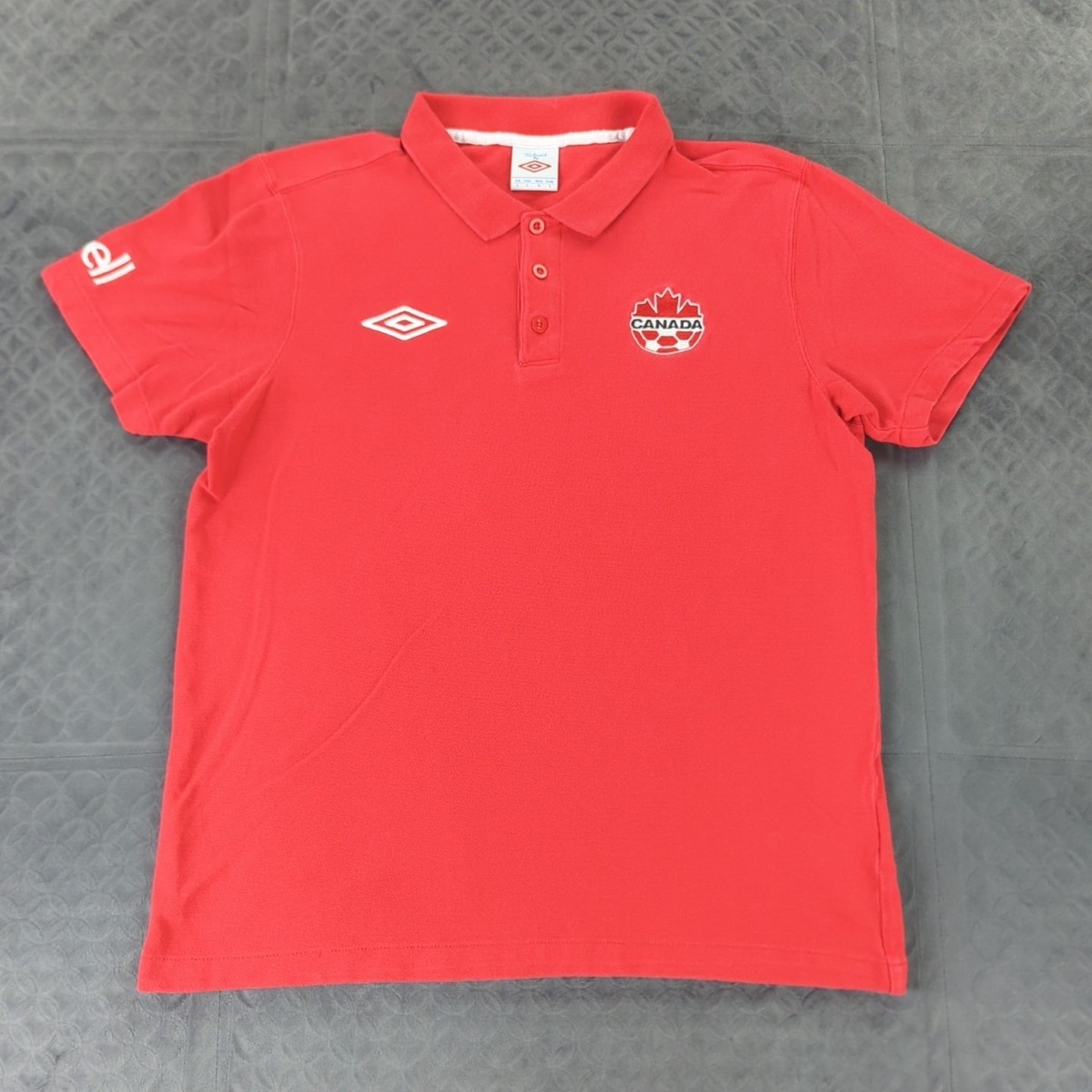 Canada Soccer Polo Shirt Umbro World Cup Olympics Red Short Sleeve