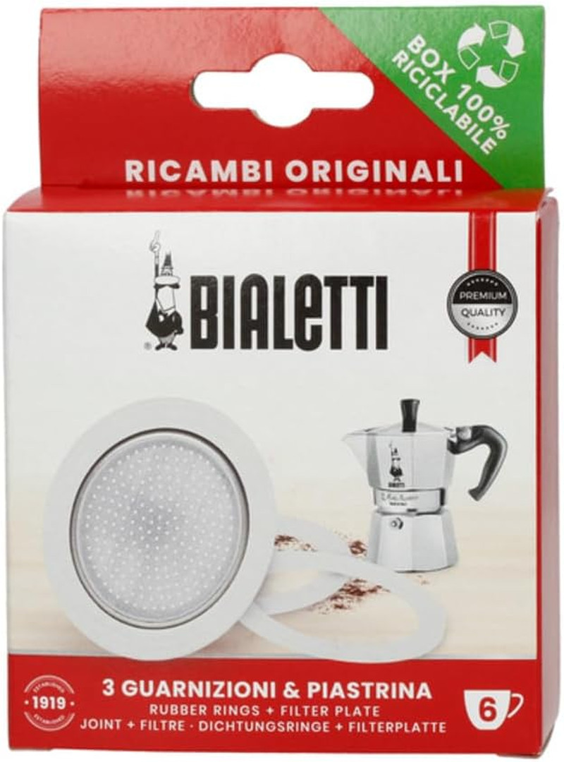 Bialetti Replacement Gasket & Filter for 6 Cup Espresso Make