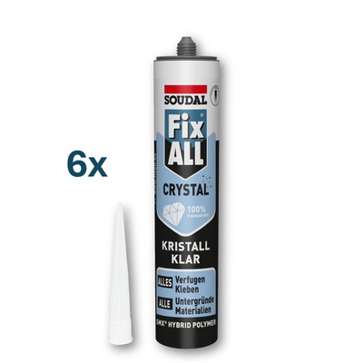SOUDAL Fix All Crystal / Universalkleber / Alleskleber / Dichtstoff / 6 x 300 g 