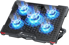 Laptop Cooling Pad 5 Fans up to 17.3 Inch Heavy Notebook Cooler, Blue LED Lights