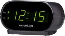 Amazon Basics Small Digital Oval Alarm Clock With LED Display, Nightlight-Black