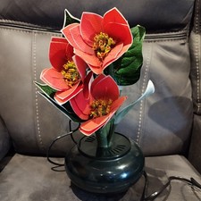 Lampada Fibra Ottica Poinsettia Fiore Rosso Luce Floreale Ambiente Sensoriale Retrò Vintage