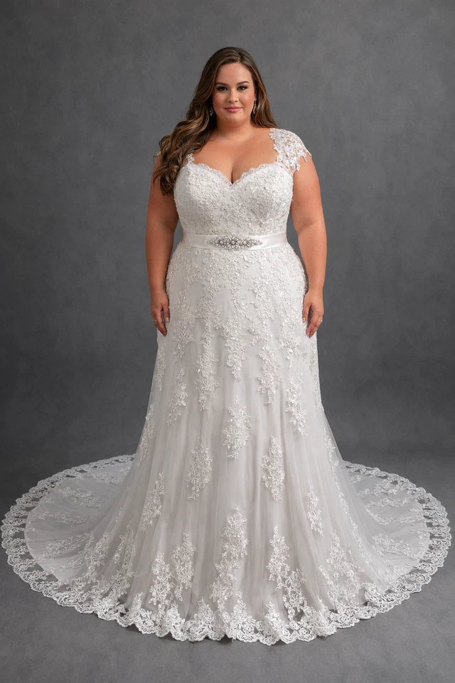 HBH Brautmode I  Brautkleid A-linie bestickt  Einzelstück Gr.46,50,52 - Bild 1 von 3