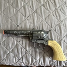 VINTAGE 1960 s Tootsie Toys PONY BOY CAP GUN Pistol White Grips WORKS