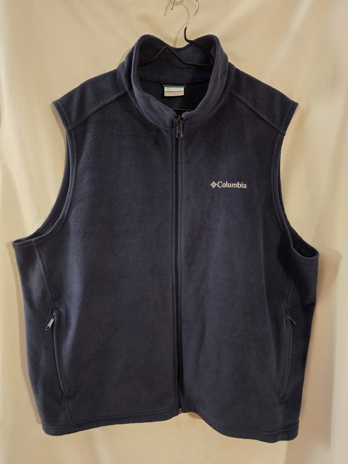 Columbia Vest Mens 3X Blue Fleece Full Zip Pockets Outdoor Hiking Casual Warm