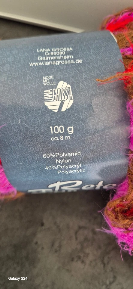 Lana Grossa Rete Fur 103 - 4 x 100 G. plus ein Rest ( Anbruch ) pink rot braun - Bild 4 von 4