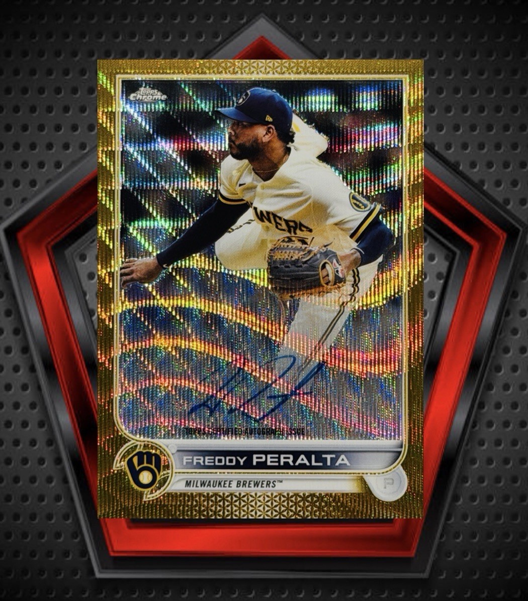 Freddy Peralta *40/50* Auto 2022 Topps Chrome Gold Wave Refractor #CVA-FP Rays view 1