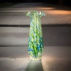 Fenton Vasa Mirrhino Aventurine Blue/green Swirl 16” Vase