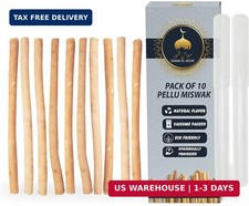 Miswak Sticks Pack of 10 with Holder - Vacuum Sealed Natural Flavored Chew Stick