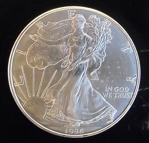 1996 American Eagle Toned Walking Liberty Bullion-0.999 Silver 1 Oz Coin 4b