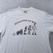 Vintage Evolution of Man Rugby Shirt Mens M/L Football Graphic Made USA 90s
