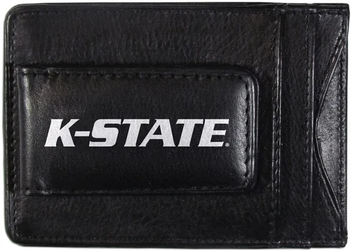 Kansas State University Wildcats Black Leather Wallet, Front Pocket Magnetic... - Picture 1 of 3