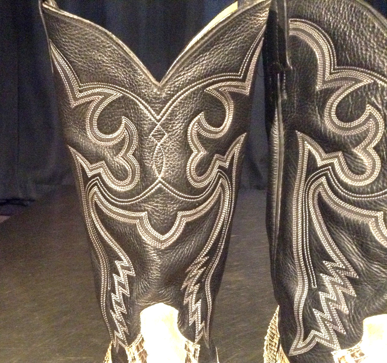 VTG Panhandle Slim Python Leather Cowboy Boots Me… - image 5