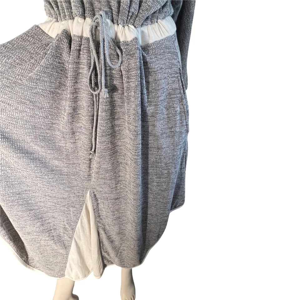 Sahalie Mujer XL Gris Cuello en V Cordón Cintura Pañuelo Dobladillo Vestido Boho Cómodo Foto 4 de 4